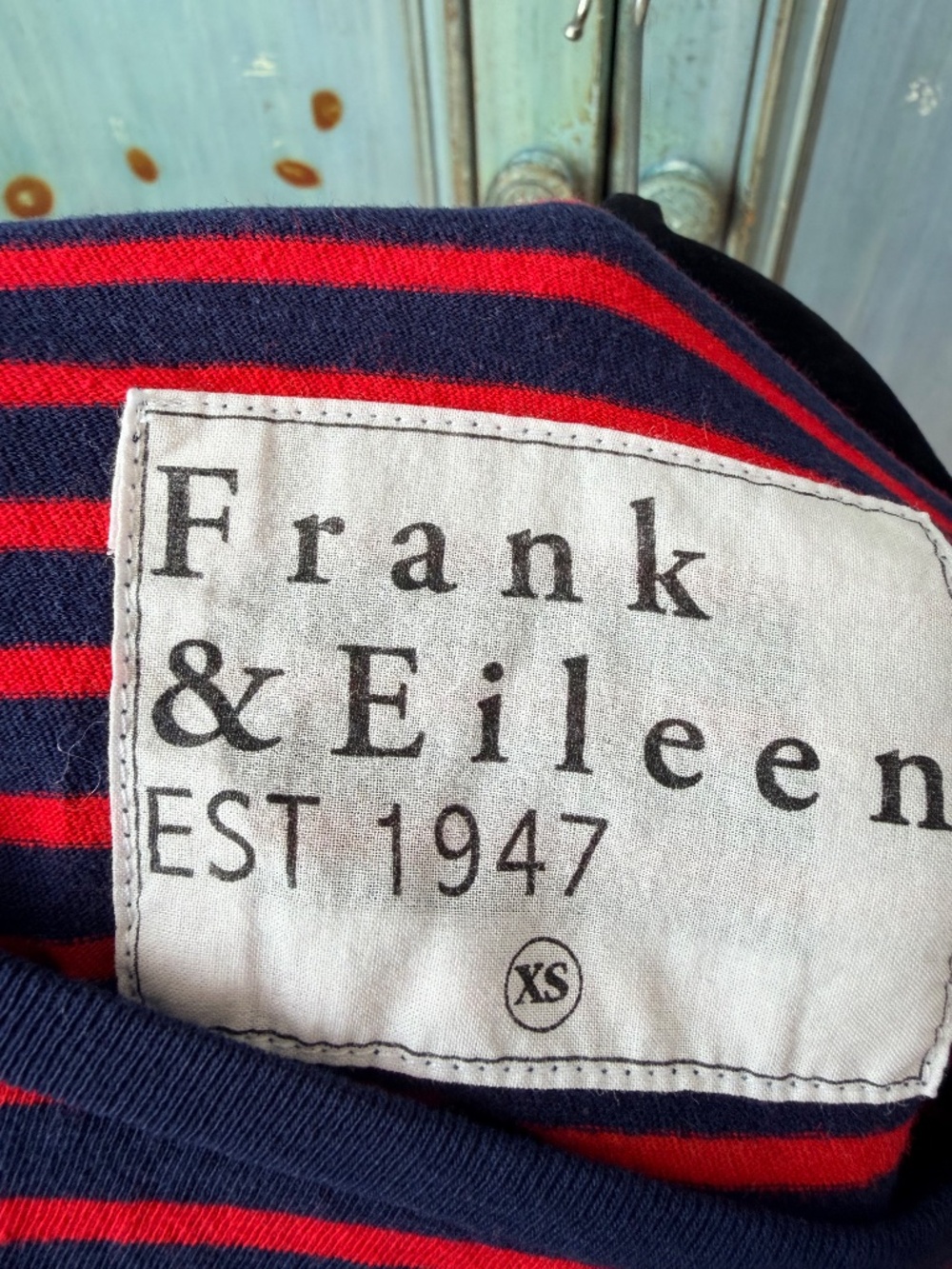 Frank & Eileen Josephien French Stripped Herritage Terry Tee in Navy/Red XS - Picture 7 of 9